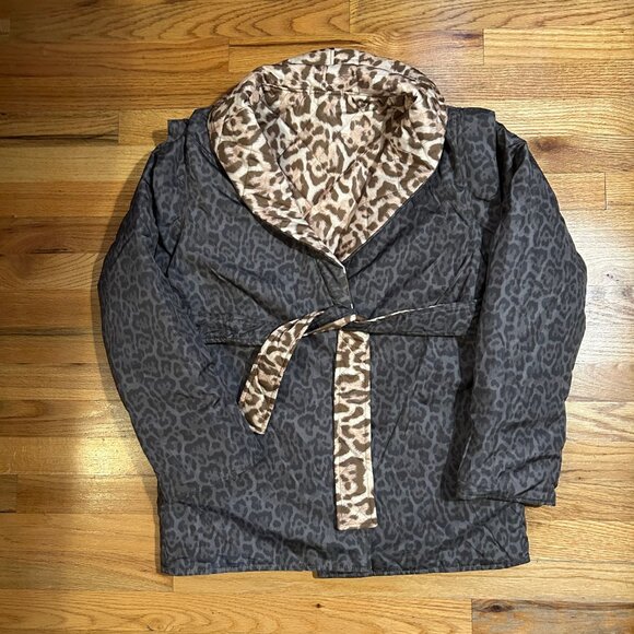 NWT Womens Tina Demel Leopard Hearts Belted Reversible Quilted Vest or Jacket 10 - Picture 4 of 16